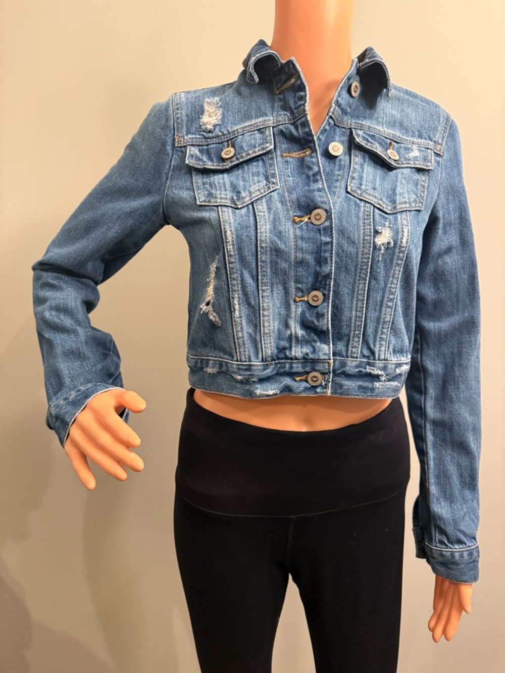 Hollister  Distressed Blue Jean Jacket Button Front Women’s S